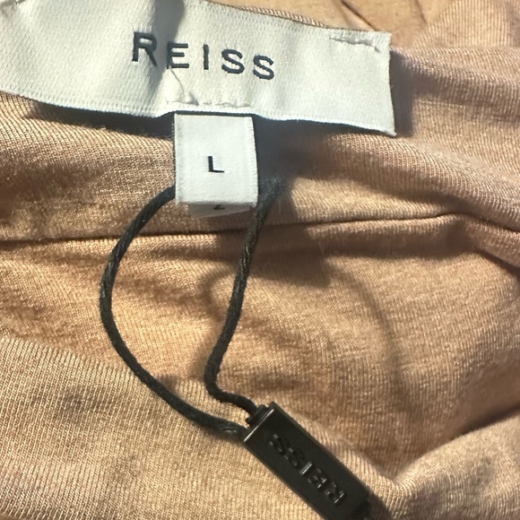 NEW Reiss Tora Ruched Jersey Body-Con Wool Viscose Knit Dress Blush Size Large - Picture 9 of 9